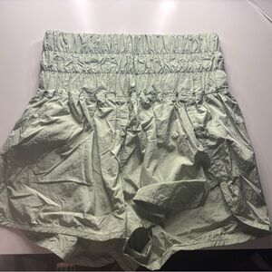 Light Green Elastic Waist Shorts